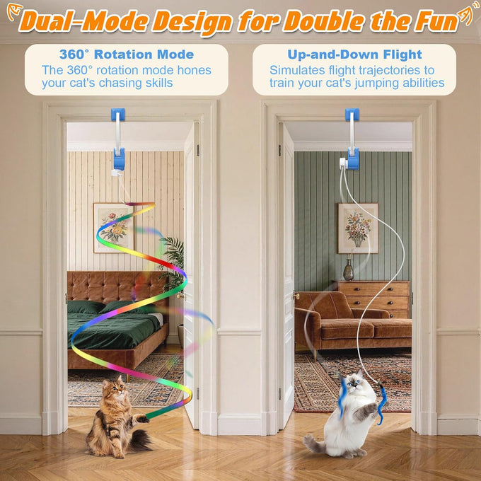 Interactive Automatic Cat Toy with Rechargeable Battery, Hanging Door Cat Teaser for Exercises, Fun Games, Boredom Relief