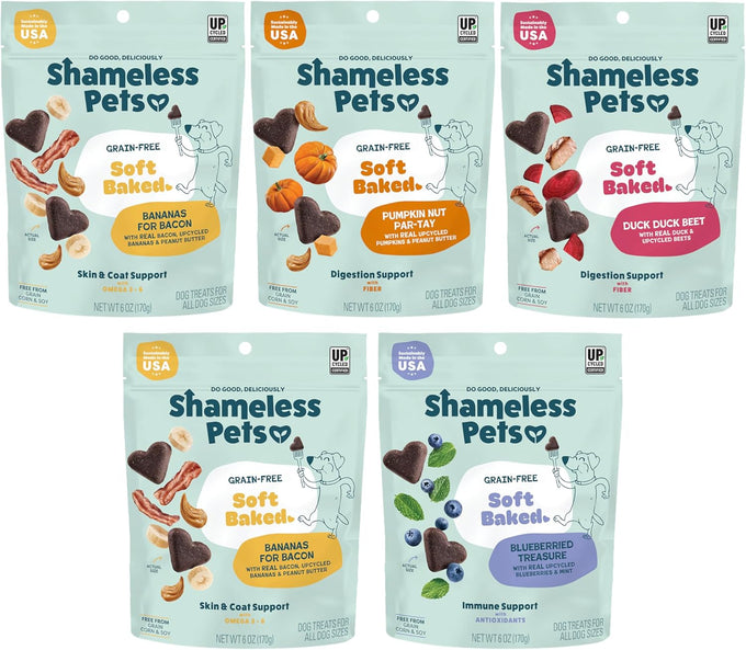 Shameless Pets Soft-Baked Dog Treats, Blueberried Treasure: Natural & Healthy Treats for Training & Immune Support, 6oz, Grain-Free