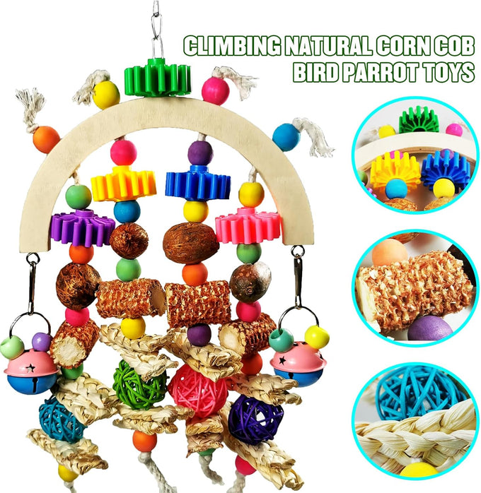 Natural Corncob Wooden Mango Solids Chew Toys for Small & Medium Parrots African Greys Cockatiels Lovebirds Bird Cage Accessories