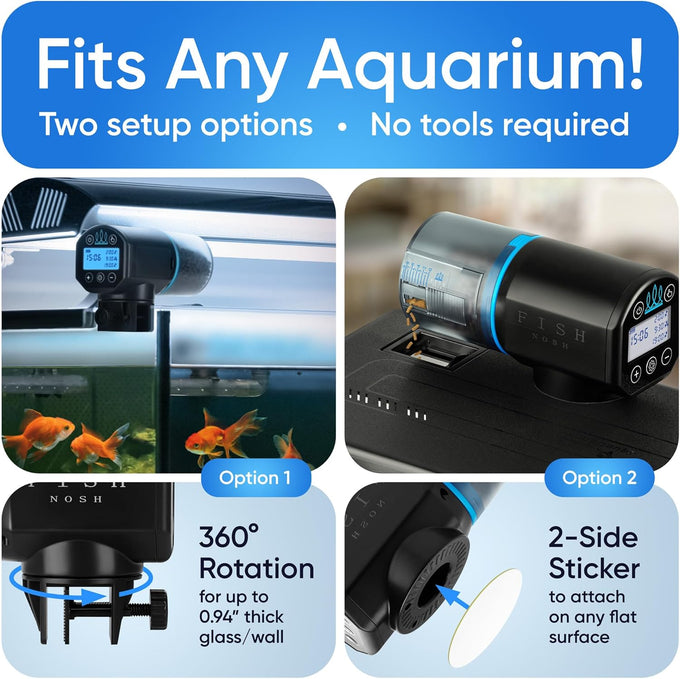 Fishnosh 2026 Automatic Fish Feeder for Small to Big Aquariums and Pond, Blue, Programmable Up to 9 Feedings