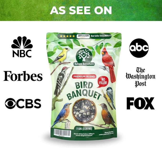 Nature Anywhere Bird Banquet Wild Bird Seed for Outside Feeders, Made in USA, No Fillers