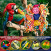 Colorful parrot toys set with bell, rope perch, and foraging toys for Conure, Cockatiel, Budgies, Lovebird