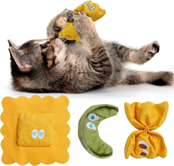 Pawsible 5-Pack Organic Catnip-Filled Cactus Cat Toys for Indoor Cats, Anxiety Relief, Teething & Chew Toys