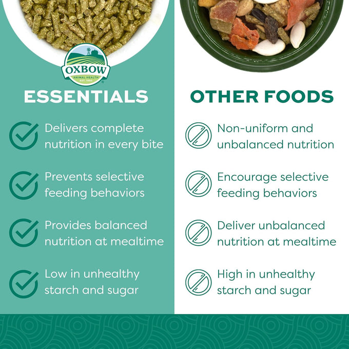 Oxbow essentials rabbit food, adult bunny pellets with timothy hay, vitamins, and minerals, 5 lb