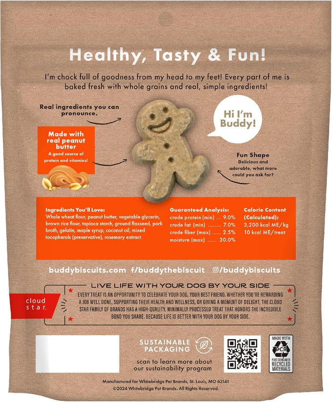 Buddy Softies 8 oz Bag of Soft & Chewy Dog Treats, Peanut Butter Flavor, Made in USA with Whole Grain Ingredients