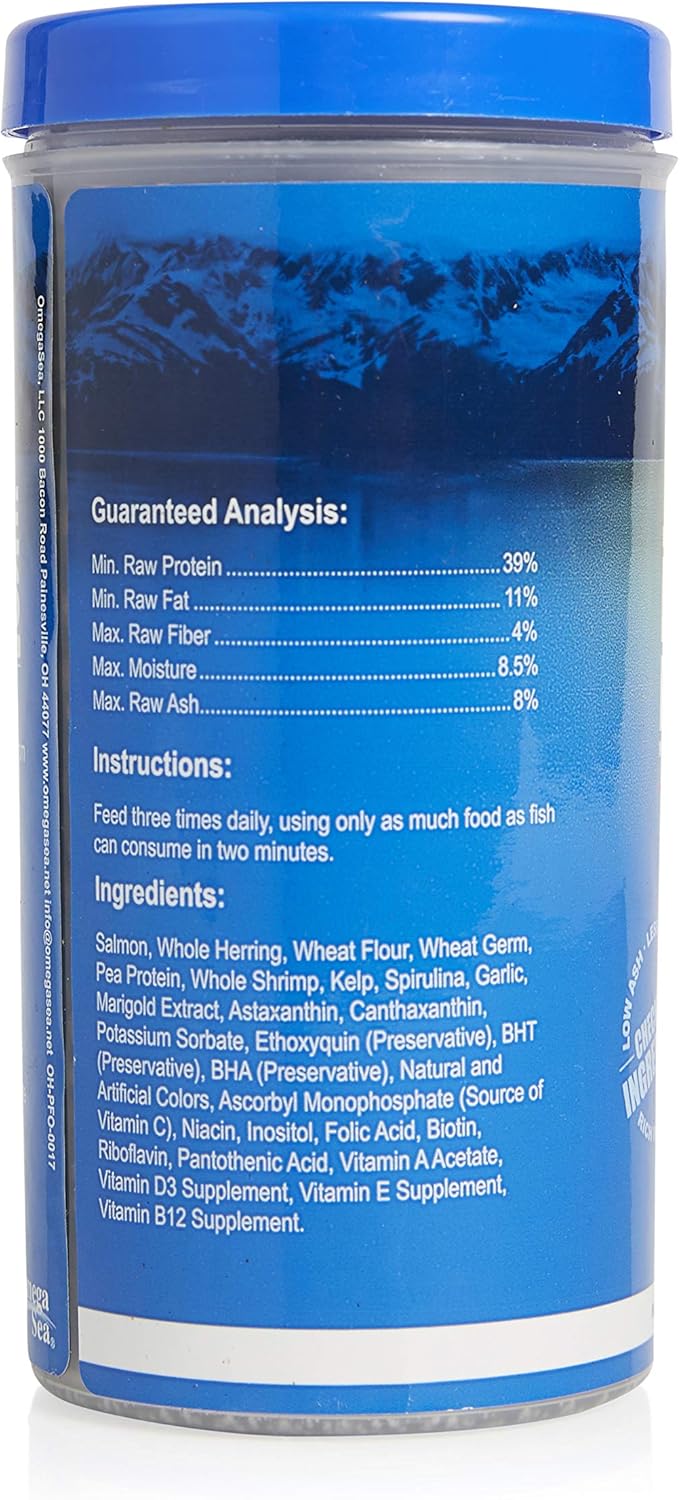 omega one garlic marine large sinking pellets, 9 oz, dry fish food, omega 3, no meals or pre-processed protein