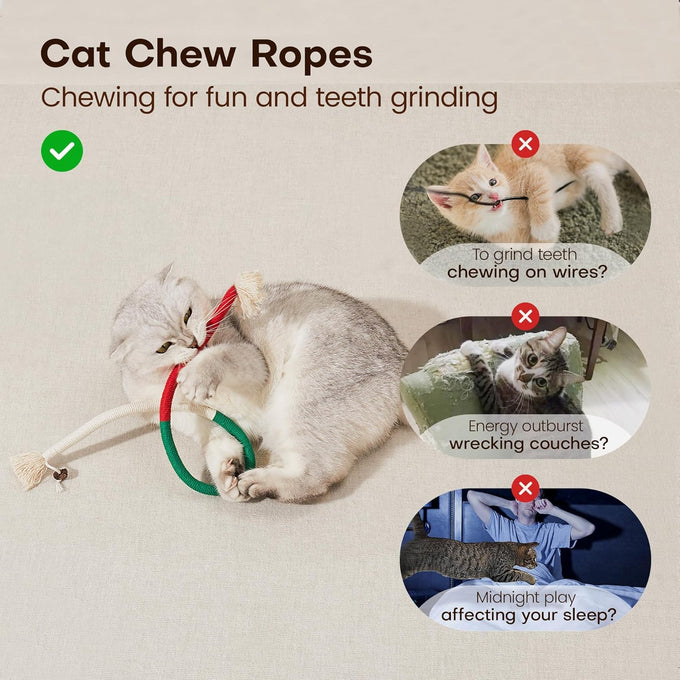 Potaroma Cat Toys Chew Ropes Set with Refillable Natural Catnip for Indoor Kittens and Cats