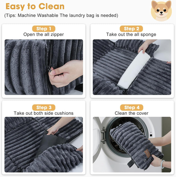 mixjoy dog car seat grey small medium dogs up to 25 lbs multi-functional pet travel bed with clip-on leash
