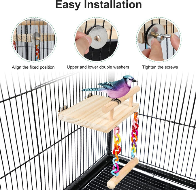 frgkbtm bird perch cage toy wooden platform play gym for parrots, green cheeks, lovebirds, chinchillas, hamsters, budgies