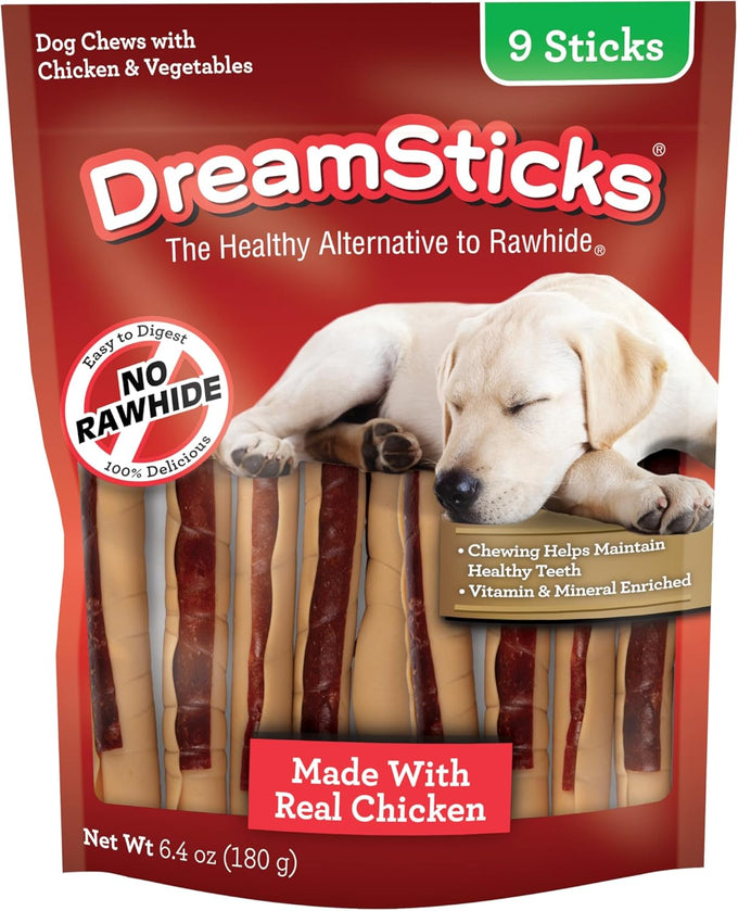 DreamBone DreamSticks with Real Bacon and Cheese Flavor Chews, 15 Rawhide-Free Dog Sticks for Healthy Teeth