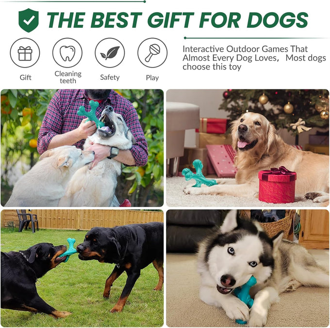 Blue Indestructible Natural Rubber Bone Toy for Large Breed Aggressive Chewers Dogs, Durable and Easy Cleaning