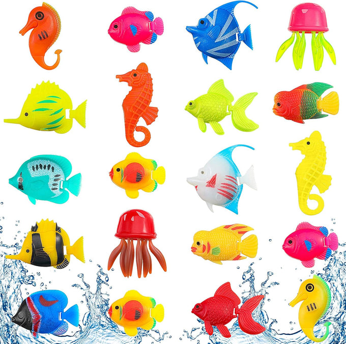 Weewooday 20 Pcs Artificial Moving Fishes Plastic Floating Lifelike Fish Tank Ornaments Aquarium Decorations Assortment