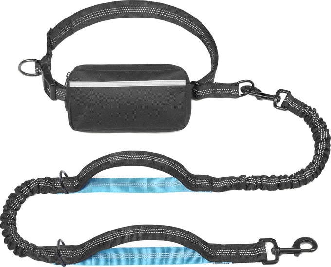 iYoShop hands-free dog leash with zipper pouch for walking jogging and running dogs (Large, 25-120 lbs, Black)