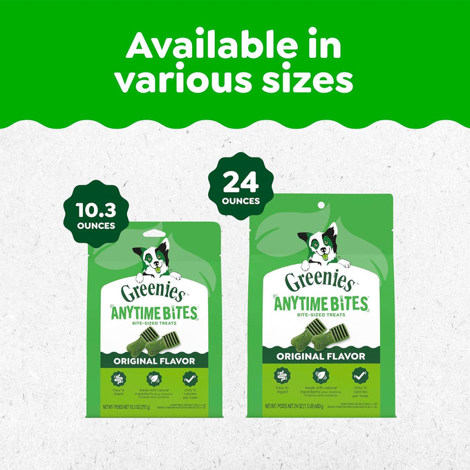 Greenies Original Flavor Anytime Bites Dog Treats, 24 oz, Small, Irresistible Taste, USA Made, 13 Calories Per Treat