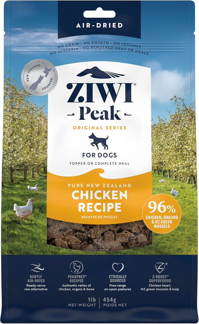 ziwi peak air-dried chicken dog food 16oz grain-free high protein limited ingredient superfoods