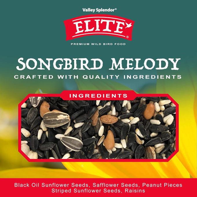 Songbird Melody Premium Bird Feed Blend with Black Oil Sunflower Seeds and Berry Scent