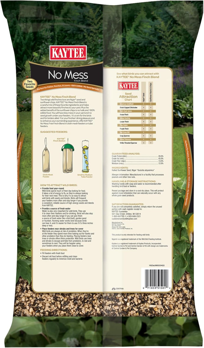 Kaytee no mess finch seed and nyjer blend, 8 pounds, attracts goldfinches and chickadees