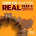 Nylabone strong chew textured ring dog toy, real beef and chicken, durable for aggressive chewers, x-large breeds over 50 lbs