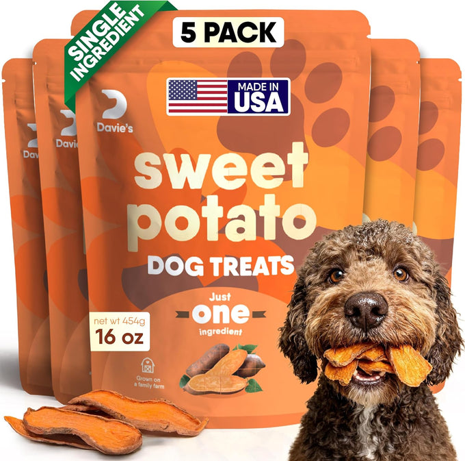 Davie's 100% Natural Sweet Potato Dog Chews, Low Fat, Low Allergenic, 1 lb. Bag