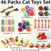 46 PCS cat toys for indoor cats kittens exercise, colorful spring toys crinkle mouse ball mint catnip gift