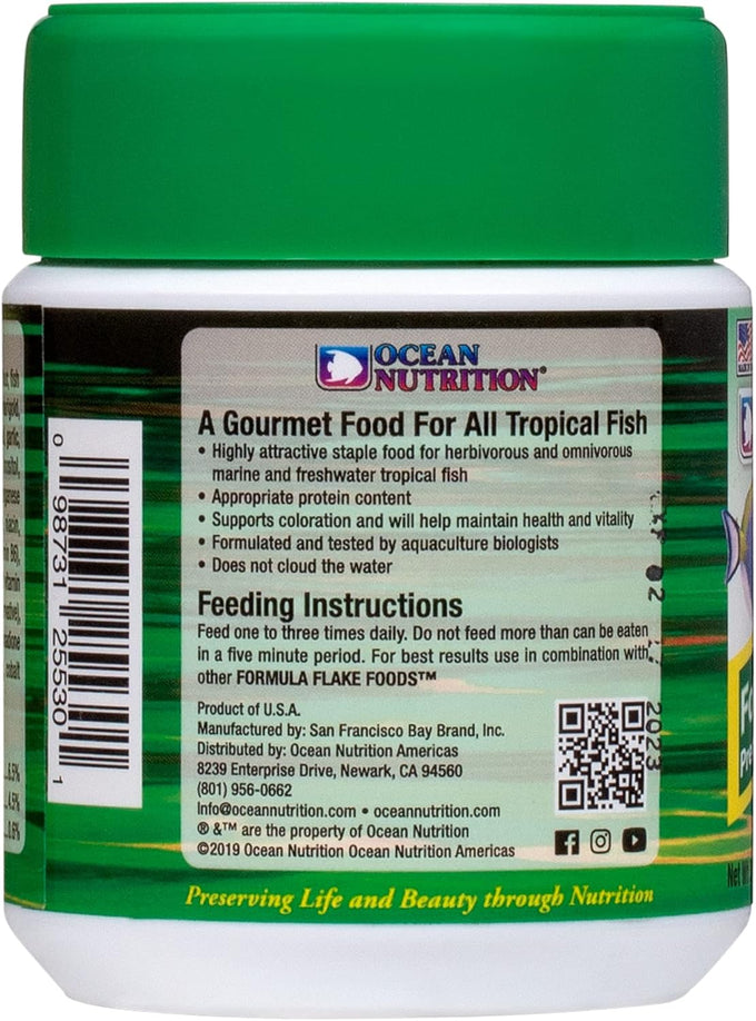 Ocean Nutrition Formula Two Flake Fish Food - Natural Ingredient Fish Food Flakes for Tropical Fish Made in USA 1.2 oz 34 g