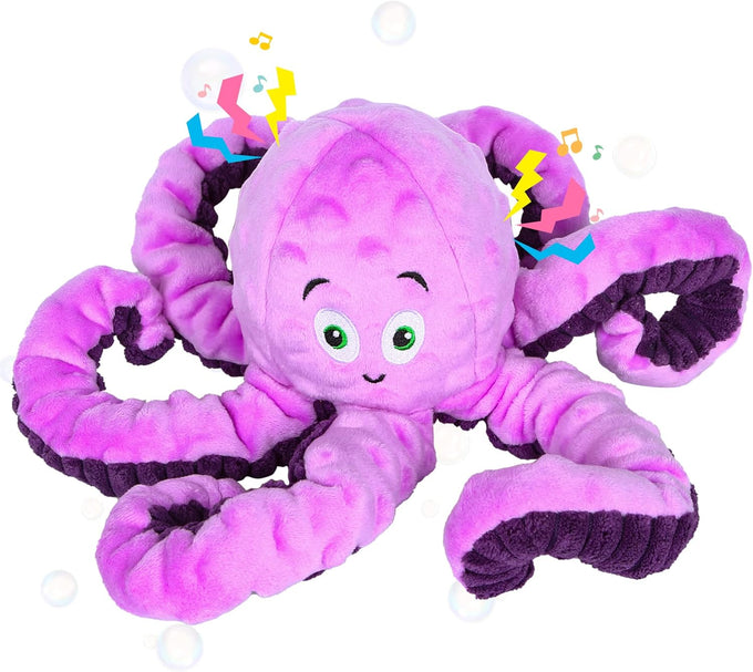 BuyPow Octopus Purple Dog Squeaky Toy - Large & Small Dog Toys for Puppy Teething, Soft Plush, Waterproof Squeaker, Fun Animal Toy