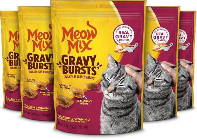 Meow Mix Gravy Bursts Gravy Filled Pieces Savory Chicken Flavors, Dry Cat Food, 13.5 lb. Bag