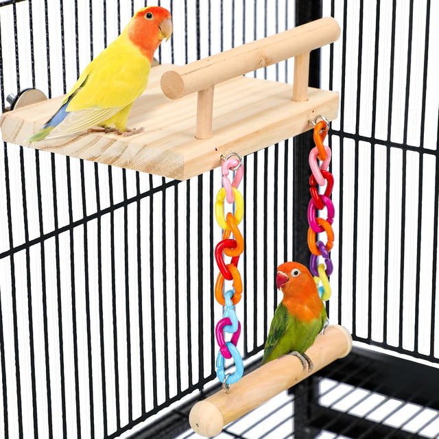 frgkbtm bird perch cage toy wooden platform play gym for parrots, green cheeks, lovebirds, chinchillas, hamsters, budgies