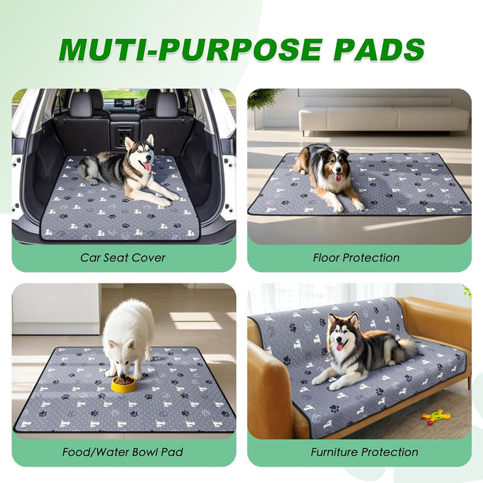 WanpeeGoo 18x24 Grey Polyester Washable Non-Slip Reusable Dog Training Pads, 4 Pack for Pet Whelping, Crate, Bed