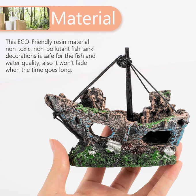 raeasily 10x10 shipwreck aquarium decoration resin sunken ship