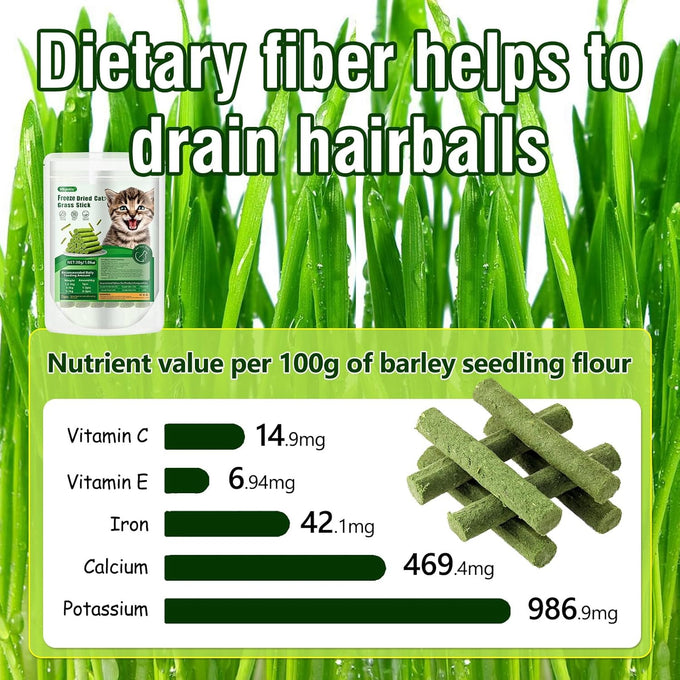 30g cat grass sticks for cats, delicious edible chew toy treats for teeth cleaning and hairball removal