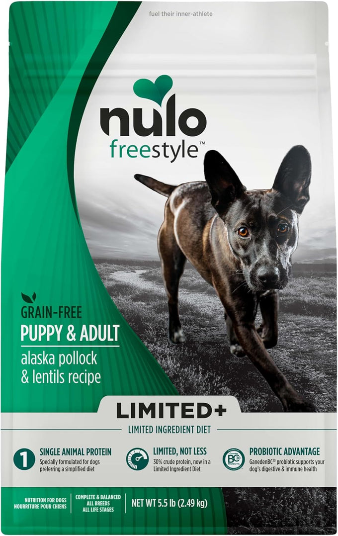 Nulo FreeStyle Limited Ingredient Dry Dog Food - High Protein Salmon Recipe, Natural Grain Free Dog Food for Puppies & Adults, Small, Medium and Large Breed Kibble, 5.5lb Bag