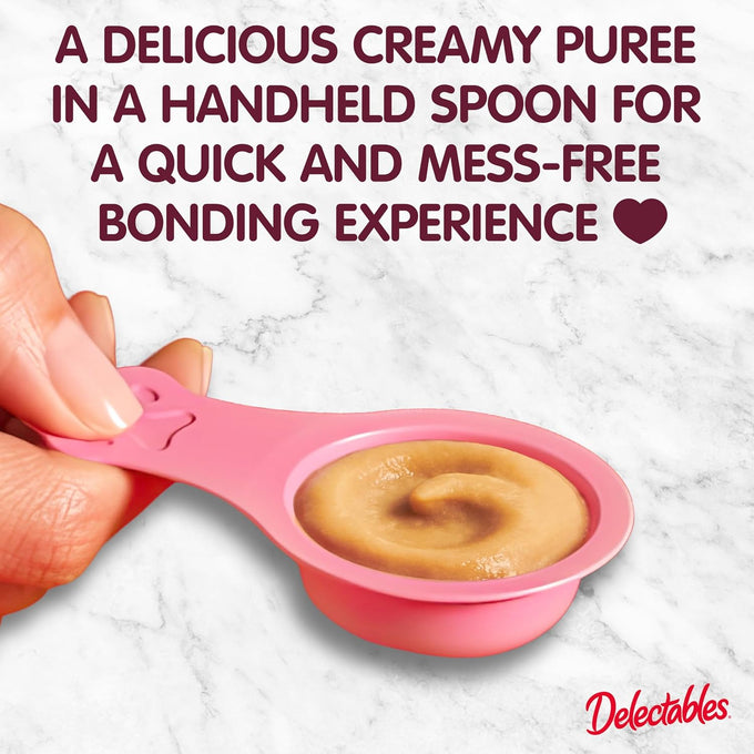 Delectables lickable spoon handheld wet cat treats made with real chicken salmon 20ct variety pack
