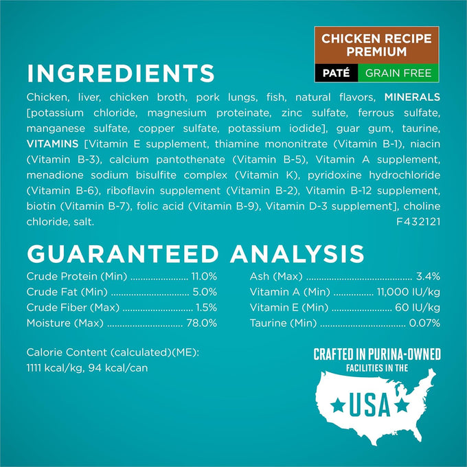 Purina ONE Grain Free, Natural Pate Wet Cat Food Variety Pack, 3 oz. Pull-Top Cans