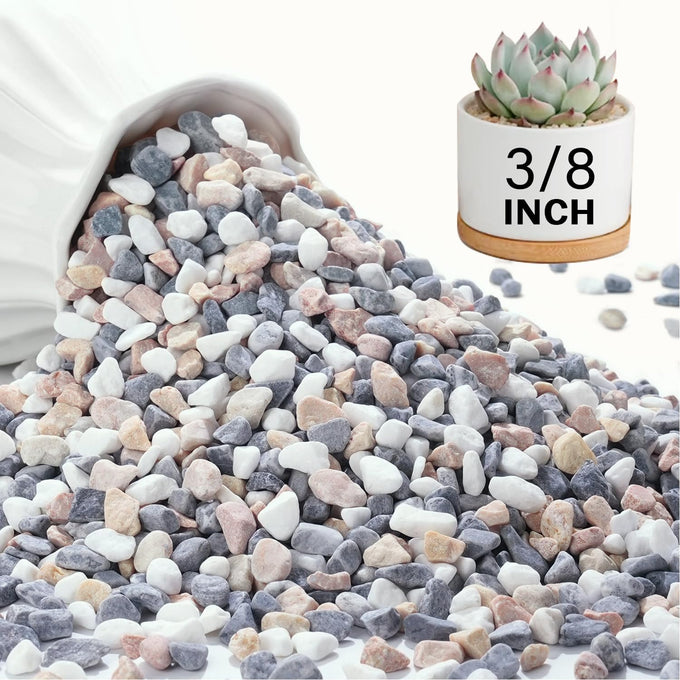 NUPICK 3/8 Inch Polished Pebbles for Indoor Plants, Fish Tank, and Succulents, 3 lbs Natural River Stones