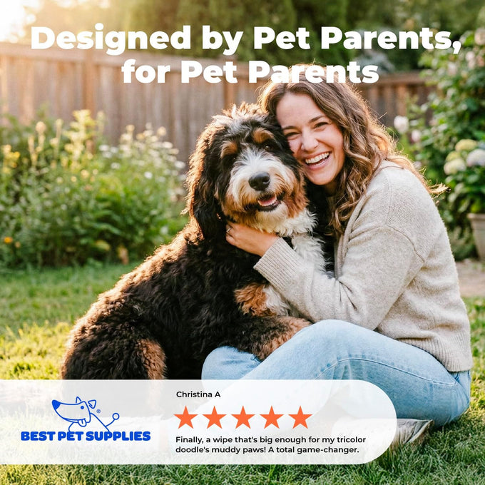 Large 8x9 Pet Wipes - Gentle Lavender Vitamin E Formula for Puppies and Cats - 100 Count