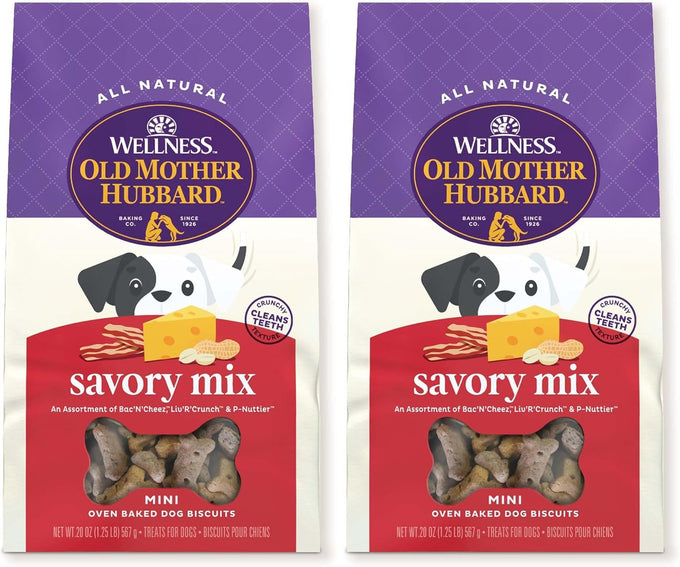 Wellness Old Mother Hubbard Classic Savory Mini Dog Biscuits, All Natural Training Treats, 3 Flavors, 20 oz Bag, Made in North America
