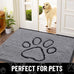 Smiry 30x20 inches chenille door mat for muddy paws with non-slip textured rubber base, grey and black