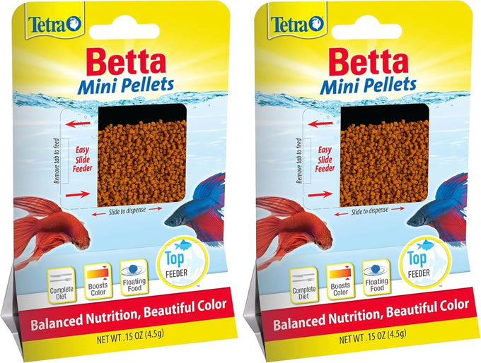 TetraBetta PLUS Floating Mini Pellets, nutritionally balanced diet for betta fish and top-water feeders, 1.2 ounces