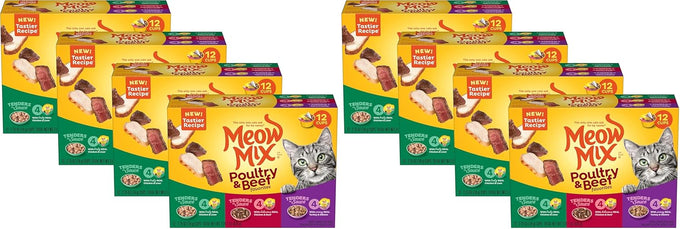 Meow Mix Tenders in Sauce tuna & shrimp 2.75 oz wet cat food, 12-pack cups with peel-off lids