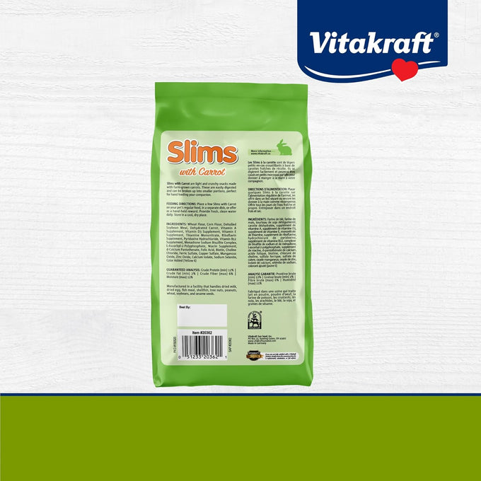 Vitakraft Slims Carrot Small Animal Treats, 10oz, Light, Healthy Food Bites for Rabbits, Guinea Pigs, Hamsters & Chinchillas