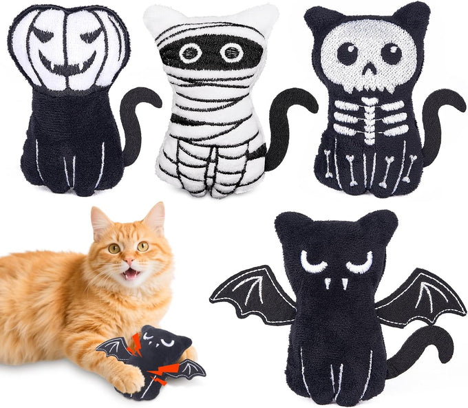 Retro shaw 8 inches refillable catnip toys, 3 pack, cat toys pillows with crinkle sound for indoor cats