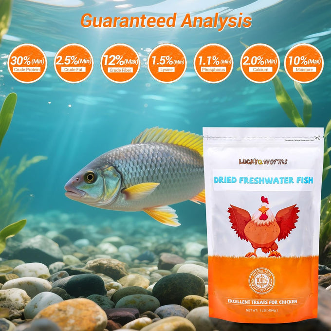 LuckyQworms Dried Freshwater Fish 1 Lbs Resealable Bag – Natural High-Protein (30% Min) Food for Turtles, Reptiles, Large Tropical Fish, Cats, and Small Pets