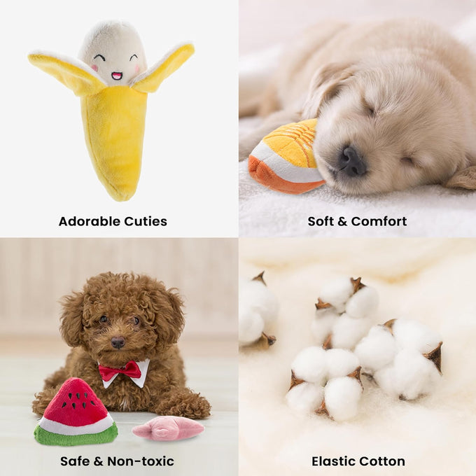 nocciola dog squeaky toys, small plush toys with squeakers, 12 pack for small medium size dogs