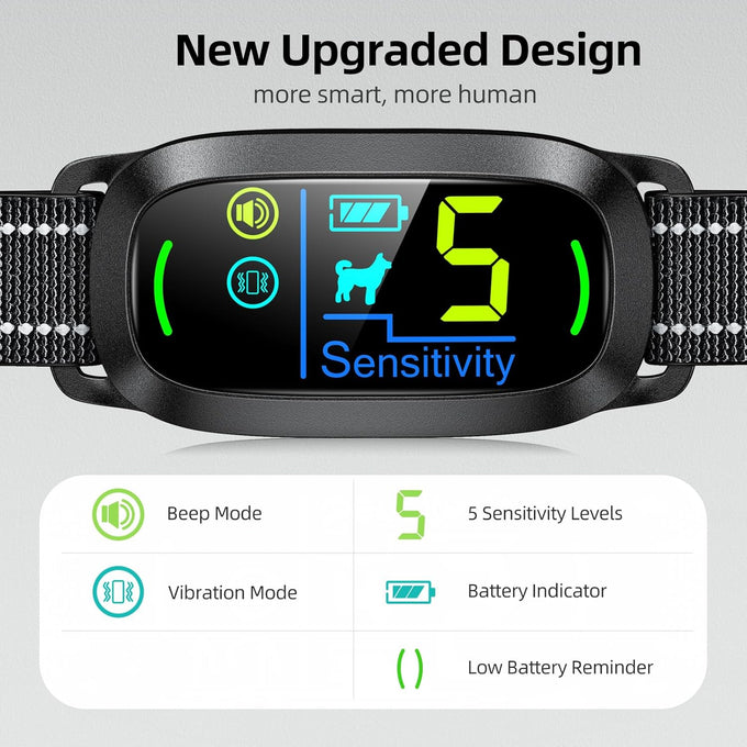 FAFAFROG Rechargeable Smart Bark Collar for Large Medium Small Dogs, 5 Adjustable Sensitivity Beep Vibration, Black