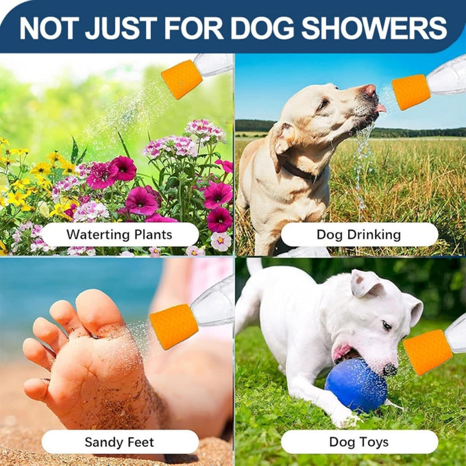 Portable orange outdoor shower attachment for most plastic water bottles