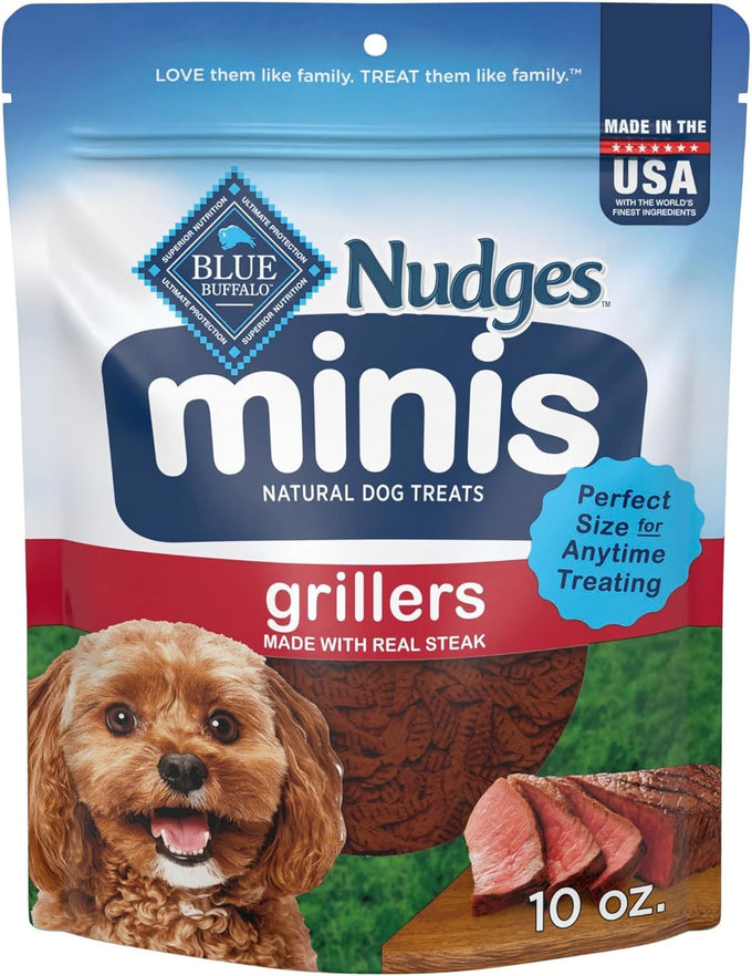 Blue Buffalo Nudges Minis Grillers Made with Real Steak, 10 oz Mineral-Enhanced Natural Dog Treats