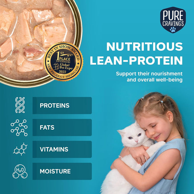 Pure Cravings 100% Mercury-Tested Grain-Free Wet Cat Food Canned Tuna Cutlets in Gravy, Pack of 12