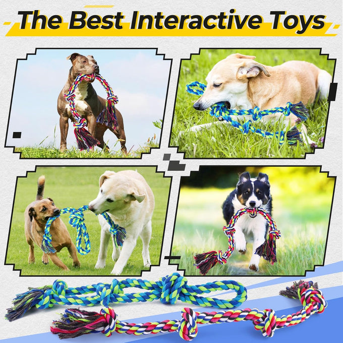 tough dog rope toys for aggressive chewers, durable tug of war dog toys, 5 pack including ropes and supplies