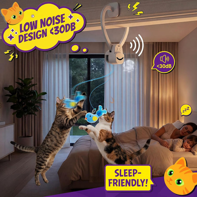 Whisker Wonders Automatic Flying Bird Feather Wand for Indoor Cats, USB Rechargeable, Durable, and Safe
